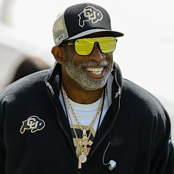 Apr 19, 2025; Boulder, CO, USA; Colorado Buffaloes head coach Deion Sanders during the spring game at Folsom Field. Mandatory Credit: Isaiah J. Downing-Imagn Images
