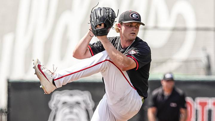 Jun 6, 2026; Athens, GA, USA; Georgia Bulldogs pitcher Joey Volchko (37) pitches against the Mississippi State Bulldogs at Foley Field. Mandatory Credit: Dale Zanine-Imagn Images