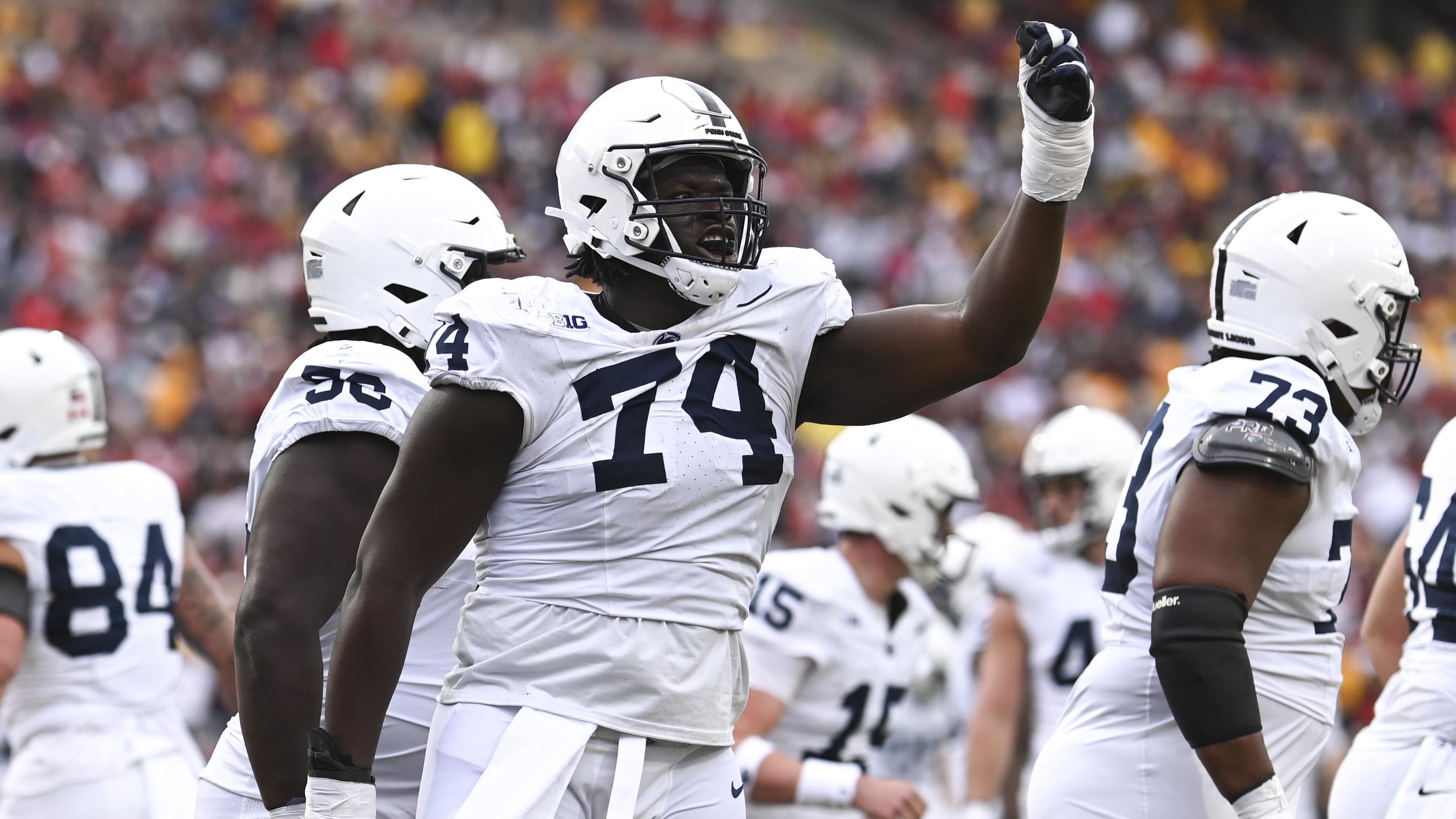 Penn State Nittany Lions offensive lineman Olumuyiwa Fashanu.