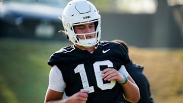 Texas Longhorns quarterback, Arch Manning during his first practice of the spring season on Tuesday, March 25, 2025.