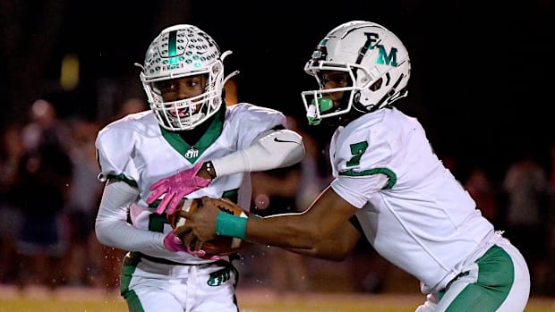 Madrid Tucker (left) caught four pass for four touchdowns in a 55-28 route of rival Cypress Lake on Sept. 6, 2024.