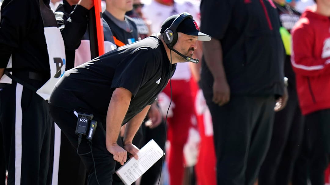 Nebraska Cornhuskers head coach Matt Rhule watches his team against Ohio State Buckeyes during the first quarter of their game at Ohio Stadium on Oct 26, 2024, in Columbus.
