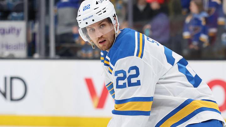Apr 16, 2026; Salt Lake City, Utah, USA; St. Louis Blues center Pius Suter (22) warms up before a game against the Utah Mammoth at Delta Center. Mandatory Credit: Rob Gray-Imagn Images