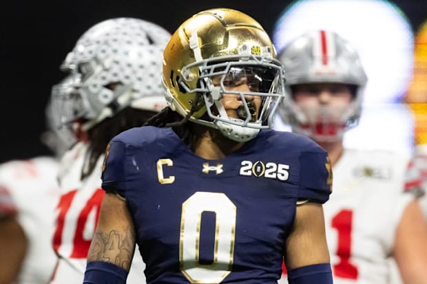Notre Dame Fighting Irish safety Xavier Watts (0) against the Ohio State Buckeyes.