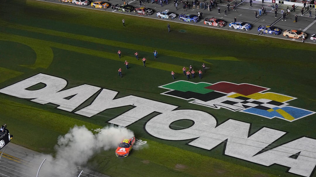 William Byron celebrates winning the Daytona 500 