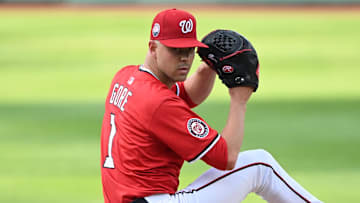 Washington Nationals starting pitcher MacKenzie Gore (1) throws against the Detroit Tigers at Nationals Park. 