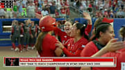 Texas Tech softball celebrates advancing to the WCWS championship series.