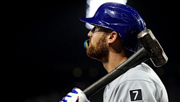 Sep 11, 2025; Philadelphia, Pennsylvania, USA; New York Mets outfielder Brandon Nimmo (9) in a game against the Philadelphia Phillies at Citizens Bank Park. Mandatory Credit: Bill Streicher-Imagn Images