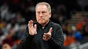 Michigan State head coach Tom Izzo applauds after a play against Oregon during the first half of Big Ten Tournament quarterfinal at Gainbridge Fieldhouse in Indianapolis, Ind. on Friday, March 14, 2025.