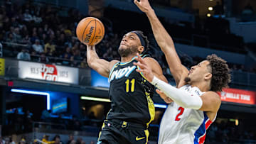 Nov 24, 2023; Indianapolis, Indiana, USA; Indiana Pacers forward Bruce Brown (11) shoots the ball