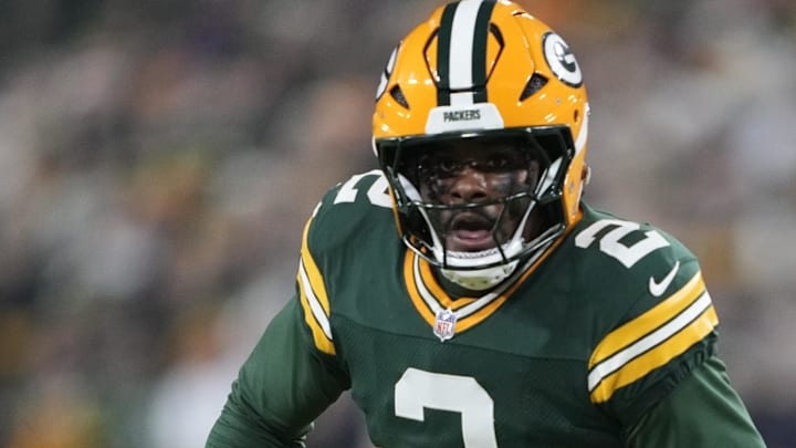 Dec 27, 2025; Green Bay, Wisconsin, USA; Green Bay Packers quarterback Malik Willis (2) runs the ball during the third quarter against the Baltimore Ravens at Lambeau Field. Mandatory Credit: Kayla Wolf-Imagn Images