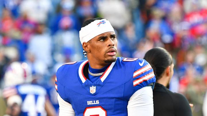 Nov 2, 2025; Orchard Park, New York, USA; Buffalo Bills wide receiver Keon Coleman (0) warms up before the game against the Kansas City Chiefs at Highmark Stadium. Mandatory Credit: Mark Konezny-Imagn Images