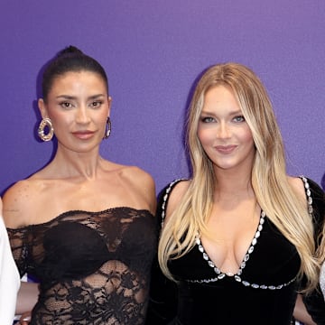 Ellie Thumann, Nicole Williams English, Camille Kostek and Katie Austin attend the Swimwear Icons Hall of Fame in Miami Beach, Fla. in May 2025.