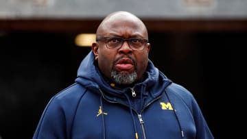 Michigan running back coach Tony Alford walks down the tunnel before the spring game at Michigan Stadium in Ann Arbor on Saturday, April 20, 2024.