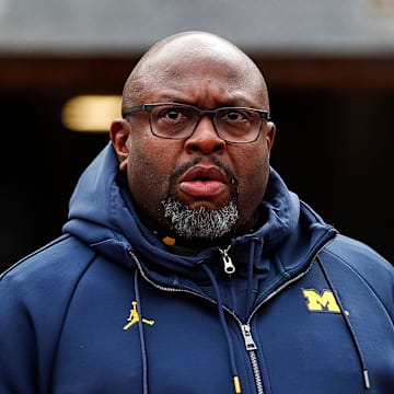 Michigan running back coach Tony Alford walks down the tunnel before the spring game at Michigan Stadium in Ann Arbor on Saturday, April 20, 2024.