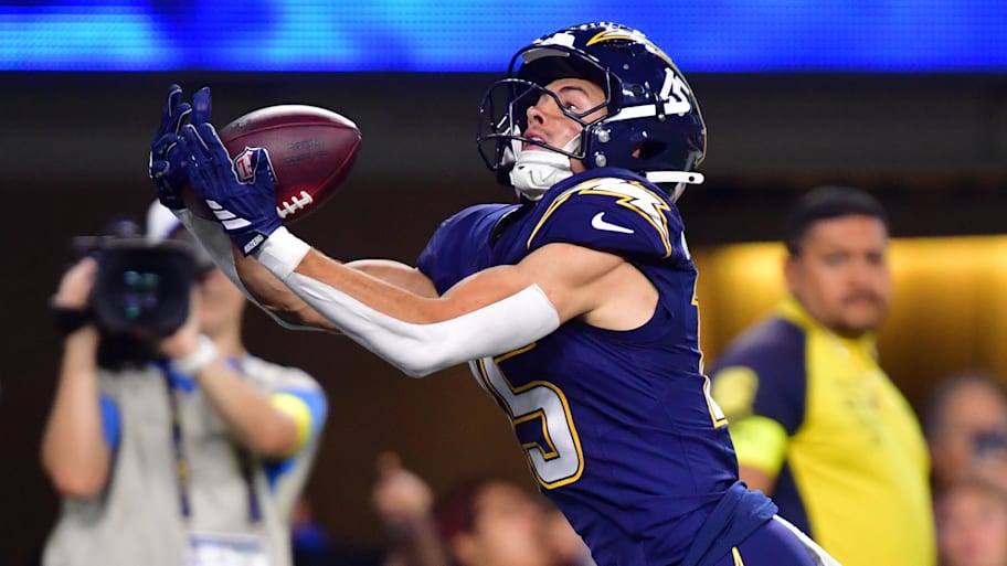 Los Angeles Chargers wide receiver Ladd McConkey (15) makes a touchdown catch against the Minnesota Vikings.