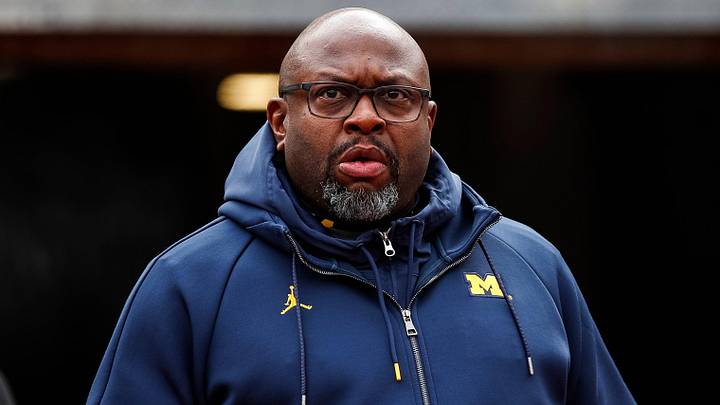 Michigan running back coach Tony Alford walks down the tunnel before the spring game at Michigan Stadium in Ann Arbor on Saturday, April 20, 2024.