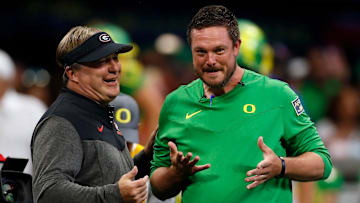 Georgia head coach Kirby Smart and Oregon head coach Dan Lanning