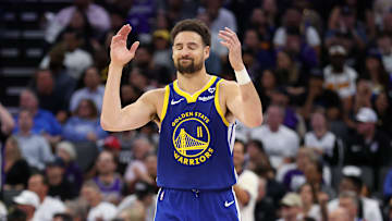 Klay Thompson during the Golden State Warriors' matchup with the Sacramento Kings in the NBA Play-In Tournament