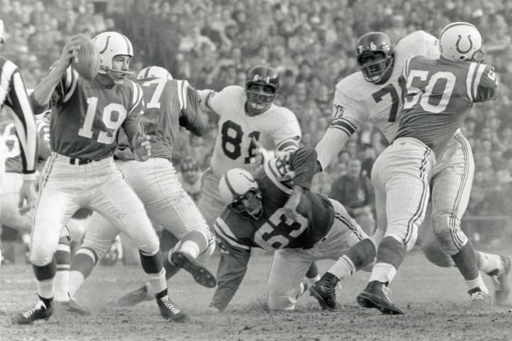 Johnny Unitas, Art Spinney, Andy Robustelli, Rosey Grier, Buzz Nutter