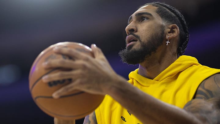 Dec 13, 2024; Philadelphia, Pennsylvania, USA; Indiana Pacers forward Obi Toppin before action against the Philadelphia 76ers at Wells Fargo Center. Mandatory Credit: Bill Streicher-Imagn Images