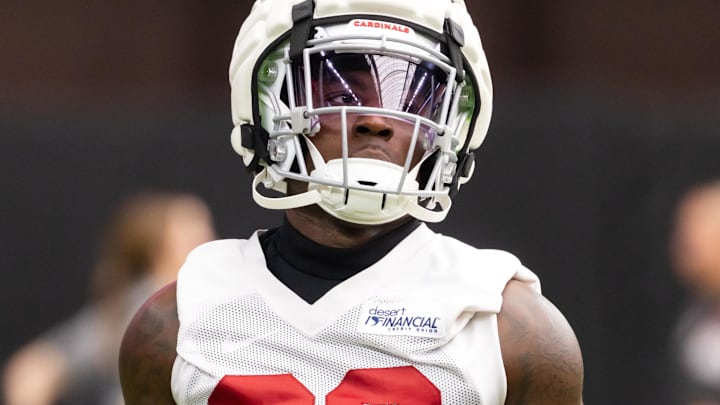Jul 24, 2025; Glendale, AZ, USA; Arizona Cardinals safety Jammie Robinson (26) during training camp at State Farm Stadium. Mandatory Credit: Mark J. Rebilas-Imagn Images