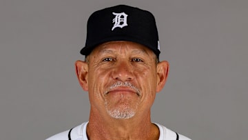 Feb 19, 2025; Lakeland, FL, USA; Detroit Tigers assistant pitching coach Juan Nieves (61) poses for a photo during photo day at Joker Marchant stadium. Mandatory Credit: Mike Watters-Imagn Images