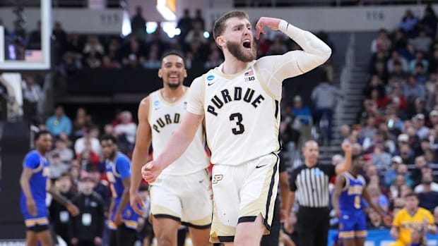 Purdue Boilermakers guard Braden Smith (3) celebrates