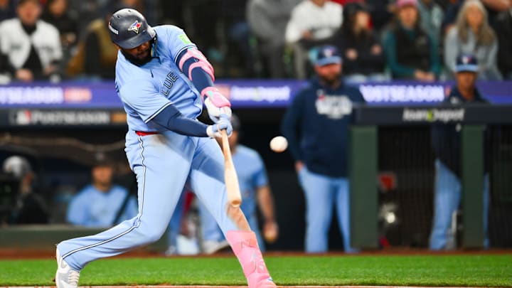 Vladimir Guerrero Jr. is one of two players in MLB history (Carlos Beltran, 2004) with at least 13 hits, four home runs and 10 RBIs through seven postseason games. 