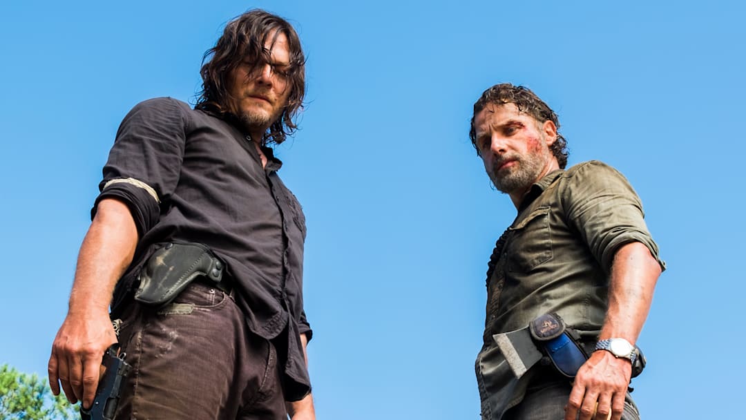 Charles Halford as Yago, Norman Reedus as Daryl Dixon, Andrew Lincoln as Rick Grimes - The Walking Dead Season 8, Episode 5