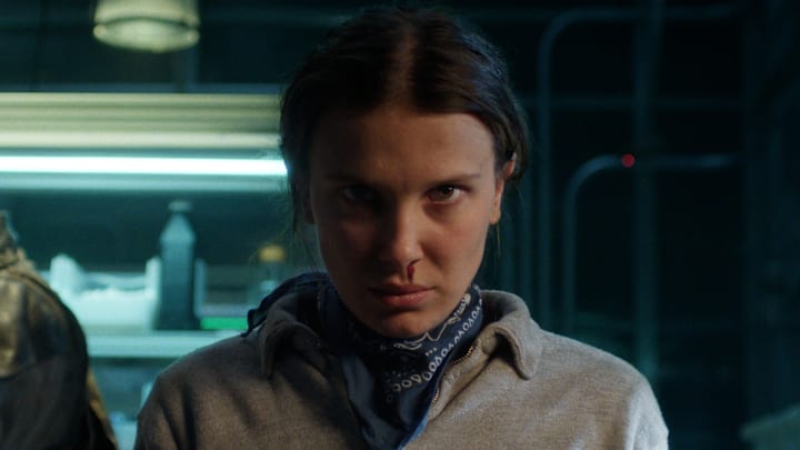 STRANGER THINGS. (L to R) David Harbour as Jim Hopper and Millie Bobby Brown as Eleven in STRANGER THINGS. Cr. Courtesy of Netflix © 2025