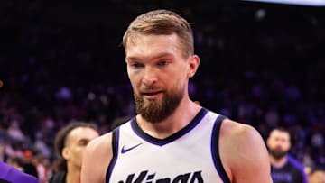 Mar 14, 2025; Phoenix, Arizona, USA; Sacramento Kings forward Domantas Sabonis (11) against the Phoenix Suns at Footprint Center. Mandatory Credit: Mark J. Rebilas-Imagn Images