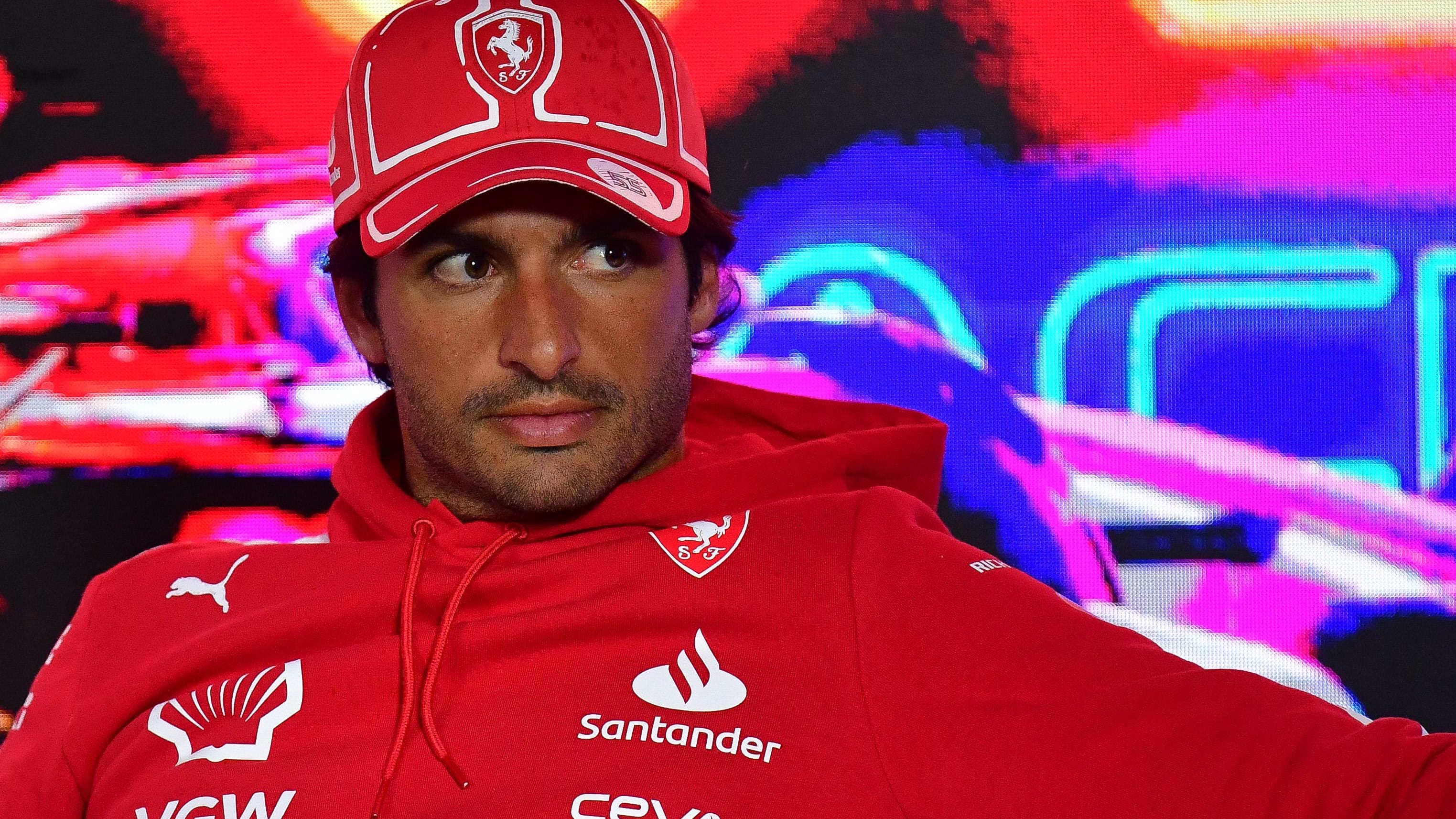 Nov 15, 2023; Las Vegas, Nevada, USA; Scuderia Ferrari driver Carlos Sainz Jr. of Spain during media