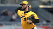 May 23, 2025; Pittsburgh, Pennsylvania, USA;  Pittsburgh Pirates starting pitcher Paul Skenes (30) delivers a pitch against the Milwaukee Brewers during the first inning at PNC Park. Mandatory Credit: Charles LeClaire-Imagn Images