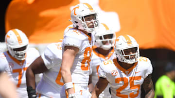 Tennessee wide receiver Dayton Sneed (82) on the field during the Orange & White spring game, in Neyland Stadium, Saturday, April 15, 2023.

Orangewhite0415 0763