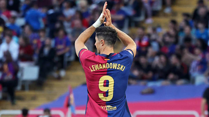 Robert Lewandowski scored his 100th Barcelona goal, and the club's 100th La Liga goal at the same time.