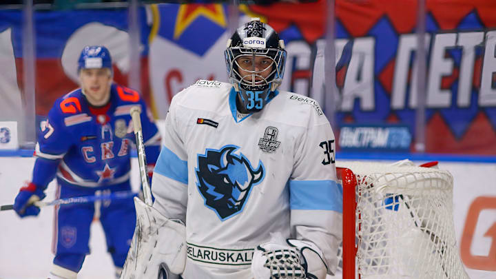 Dinamo Minsk Hockey Club player, Alexei Kolosov (No.35) in...