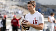 ESPN projects Indiana Hoosiers quarterback Fernando Mendoza (15) to be a top NFL draft prospect for the Cleveland Browns.