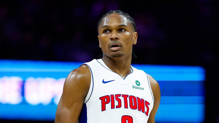 Dec 23, 2025; Sacramento, California, USA; Detroit Pistons guard Ausar Thompson (9) reacts after getting called for a technical foul during the second quarter against the Sacramento Kings at Golden 1 Center. Mandatory Credit: Sergio Estrada-Imagn Images