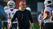 Texas Longhorns Head Coach Steve Sarkisian during their first practice of the spring season on Tuesday, March 25, 2025.