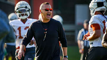 Texas Longhorns Head Coach Steve Sarkisian during their first practice of the spring season on Tuesday, March 25, 2025.