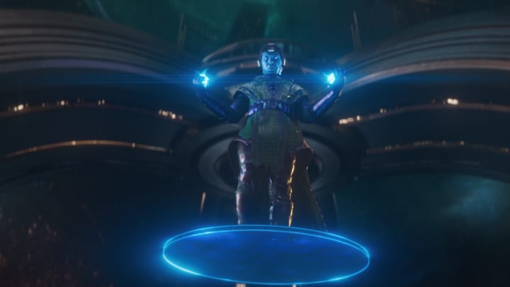 (L-R): Jonathan Majors as Kang The Conqueror in Marvel Studios' ANT-MAN AND THE WASP: QUANTUMANIA. Photo courtesy of Marvel Studios. © 2022 MARVEL.