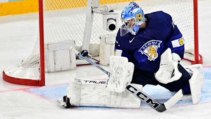 Nashville Predators goalie Juuse Saros as a member of Team Finland
