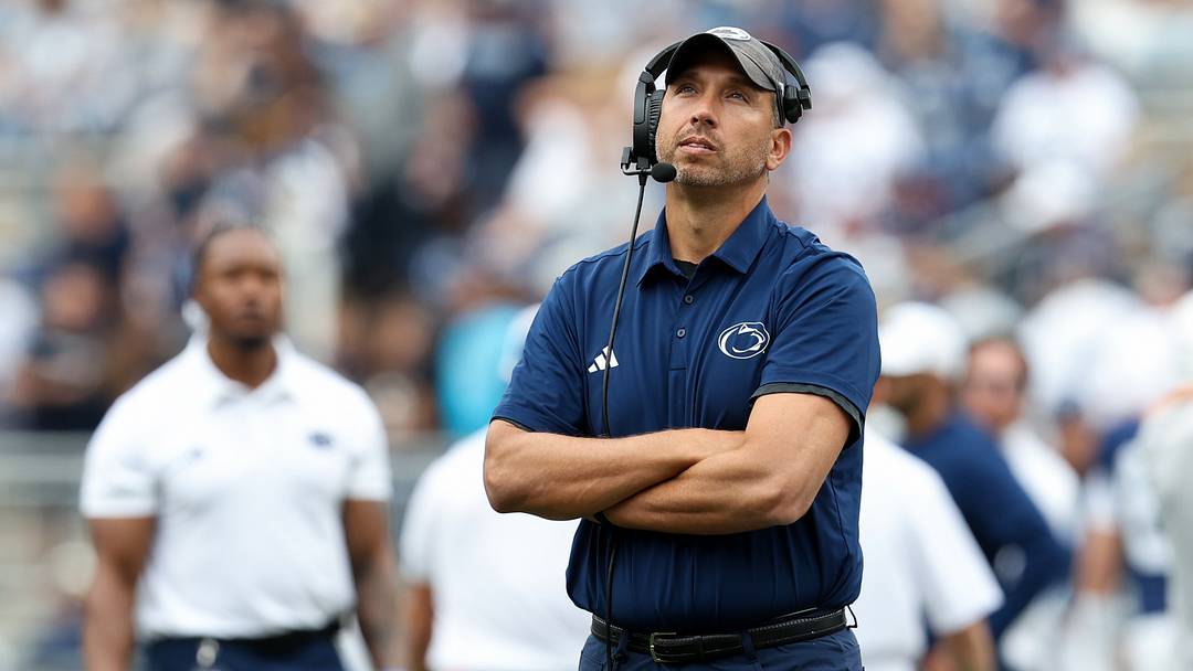 Penn State Nittany Lions head coach Matt Campbell looks at the scoreboard against the Buffalo Bulls at Beaver Stadium. Penn State Nittany Lions head coach Matt Campbell looks at the scoreboard against the Buffalo Bulls at Beaver Stadium.