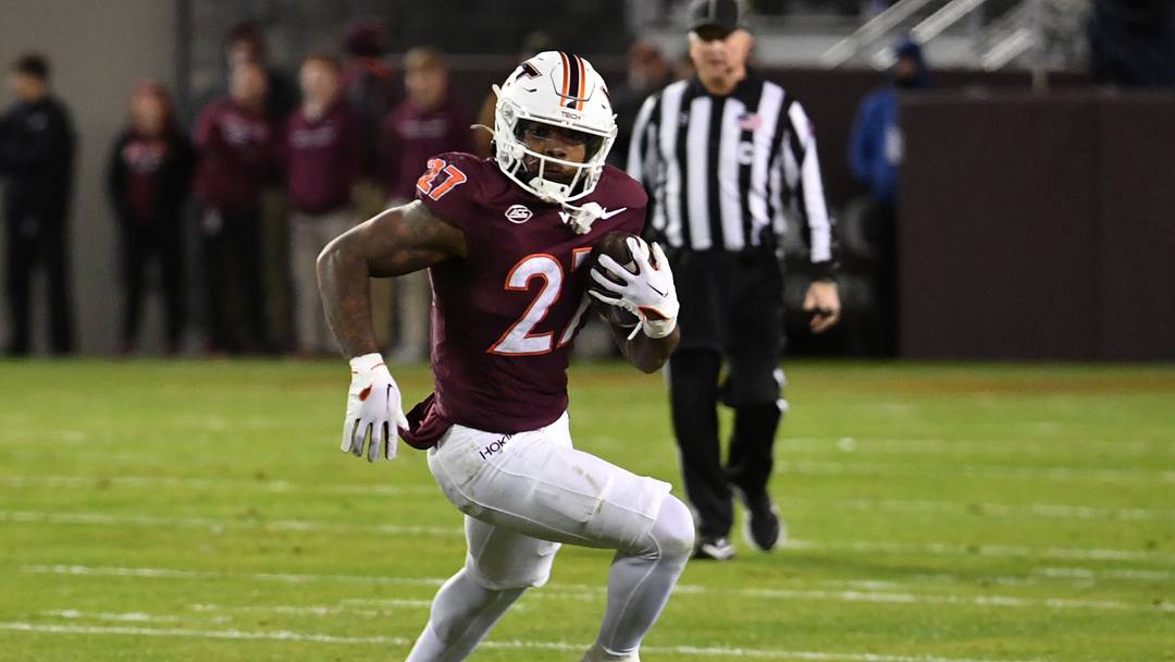 Oct 24, 2025; Blacksburg, Virginia, USA; Virginia Tech Hokies running back Marcellous Hawkins (27) runs the ball against the California Golden Bears during the first quarter at Lane Stadium. Mandatory Credit: Brian Bishop-Imagn Images Oct 24, 2025; Blacksburg, Virginia, USA; Virginia Tech Hokies running back Marcellous Hawkins (27) runs the ball against the California Golden Bears during the first quarter at Lane Stadium. Mandatory Credit: Brian Bishop-Imagn Images