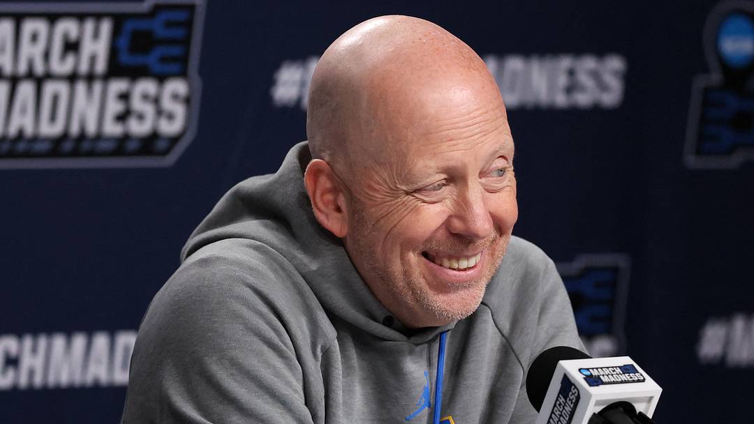 Mar 19, 2026; Philadelphia, PA, USA; UCLA Bruins head coach Mick Cronin speaks with the media before a practice session ahead of the first round of the men's 2026 NCAA Tournament at Xfinity Mobile Arena. Mandatory Credit: Bill Streicher-Imagn Images Mar 19, 2026; Philadelphia, PA, USA; UCLA Bruins head coach Mick Cronin speaks with the media before a practice session ahead of the first round of the men's 2026 NCAA Tournament at Xfinity Mobile Arena. Mandatory Credit: Bill Streicher-Imagn Images