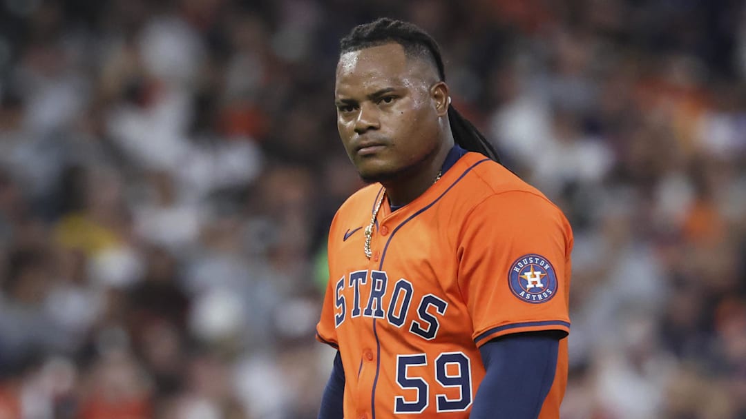 Houston Astros starting pitcher Framber Valdez (59) 