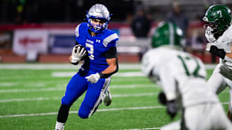 Southern Lehigh running back Sean Steckert (3) gets a carry during the PIAA Class 4A football championship game against Twin Valley at Cumberland Valley High School, Thursday, Dec. 4, 2025, in Mechanicsburg, Pa.