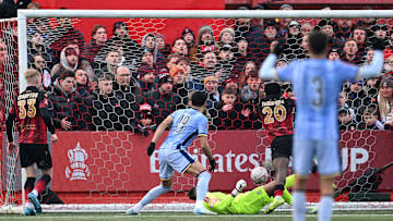 Dominic Solanke helps force the ball in against Tamworth 