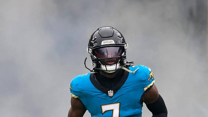Jacksonville Jaguars wide receiver Brian Thomas Jr. (7) runs on the field before an NFL football matchup at EverBank Stadium, Sunday, Jan. 4, 2026, in Jacksonville, Fla. The Jaguars defeated the Titans 41-7, capturing the AFC South title. [Corey Perrine/Florida Times-Union]